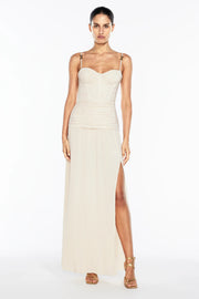 Double Time Pleat Dress - Nougat