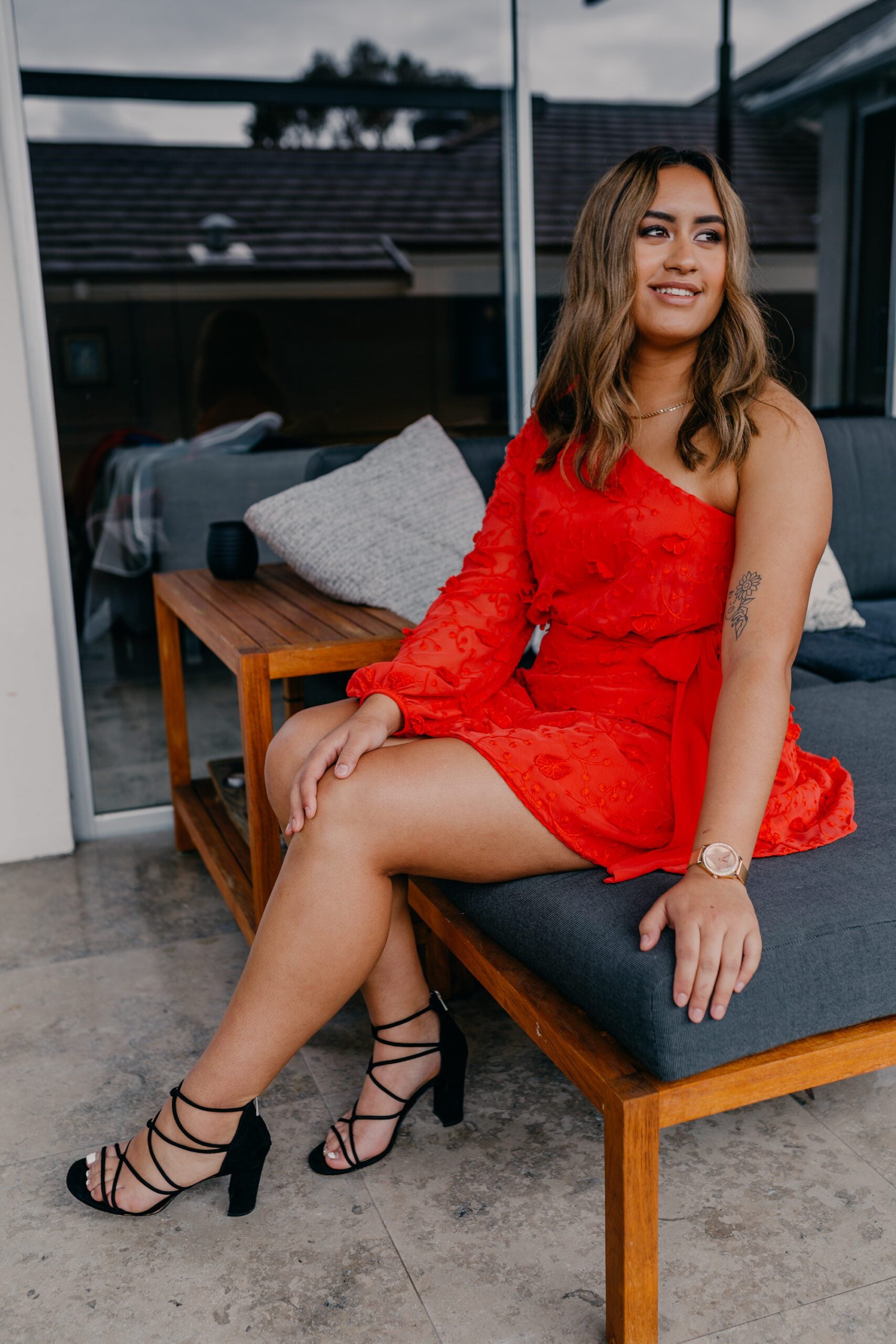 Ruffle Mini Dress - Scarlet