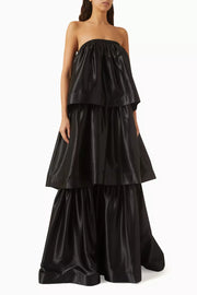 Valentina Tiered Gown in Black