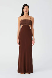 Marta Georgette Dress - Chocolate