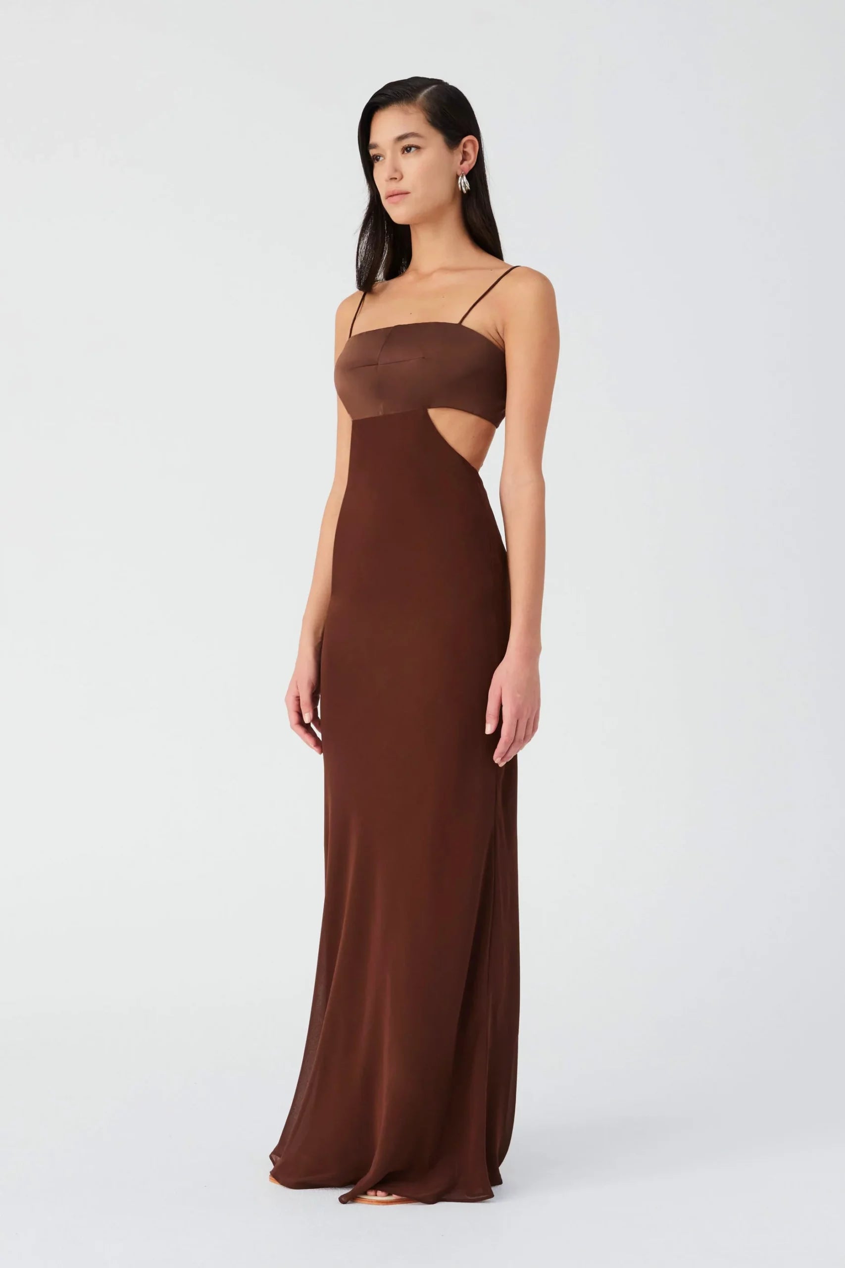 Marta Georgette Dress - Chocolate