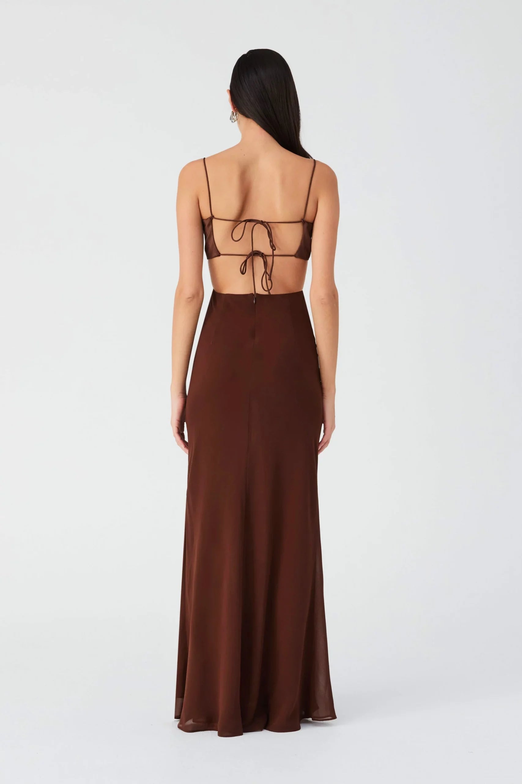 Marta Georgette Dress - Chocolate