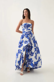 Bubble Hem Gown - Boldly Blooming Cobalt