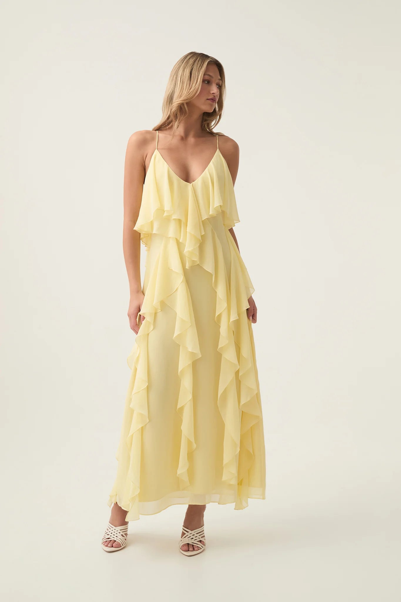 Valentine Frill Maxi Dress - Acacia Yellow