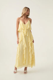 Valentine Frill Maxi Dress - Acacia Yellow