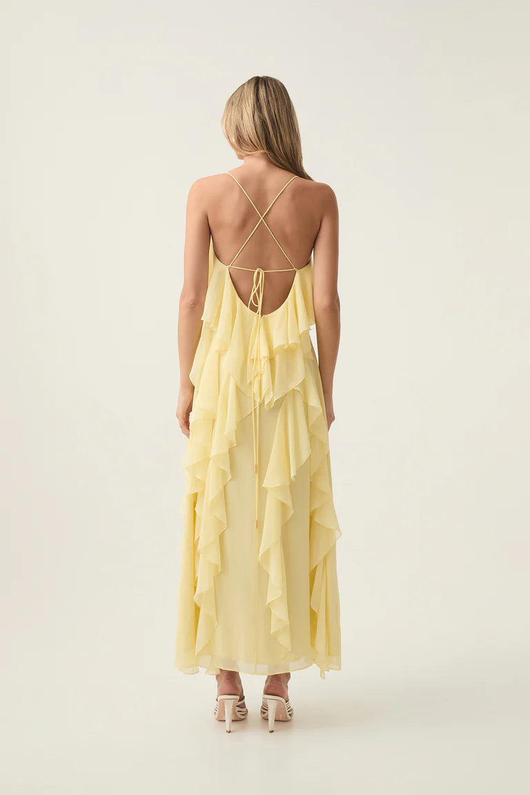 Valentine Frill Maxi Dress - Acacia Yellow