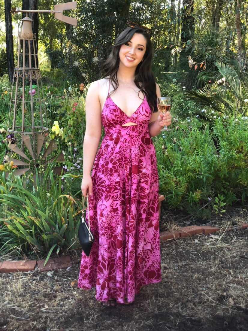 Silk Cotton Strappy Dress - Raspberry