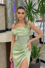 Lulu Drape Corset Dress - Pistachio