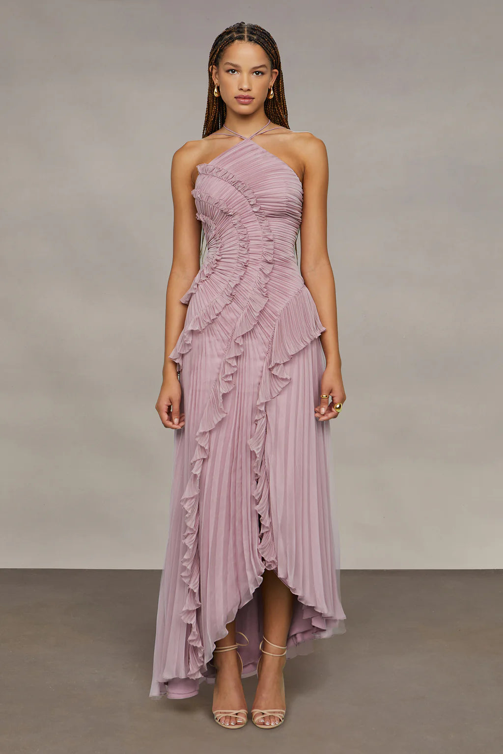 Hire the Lorelei Halter Dress in Hyacinth Lilac