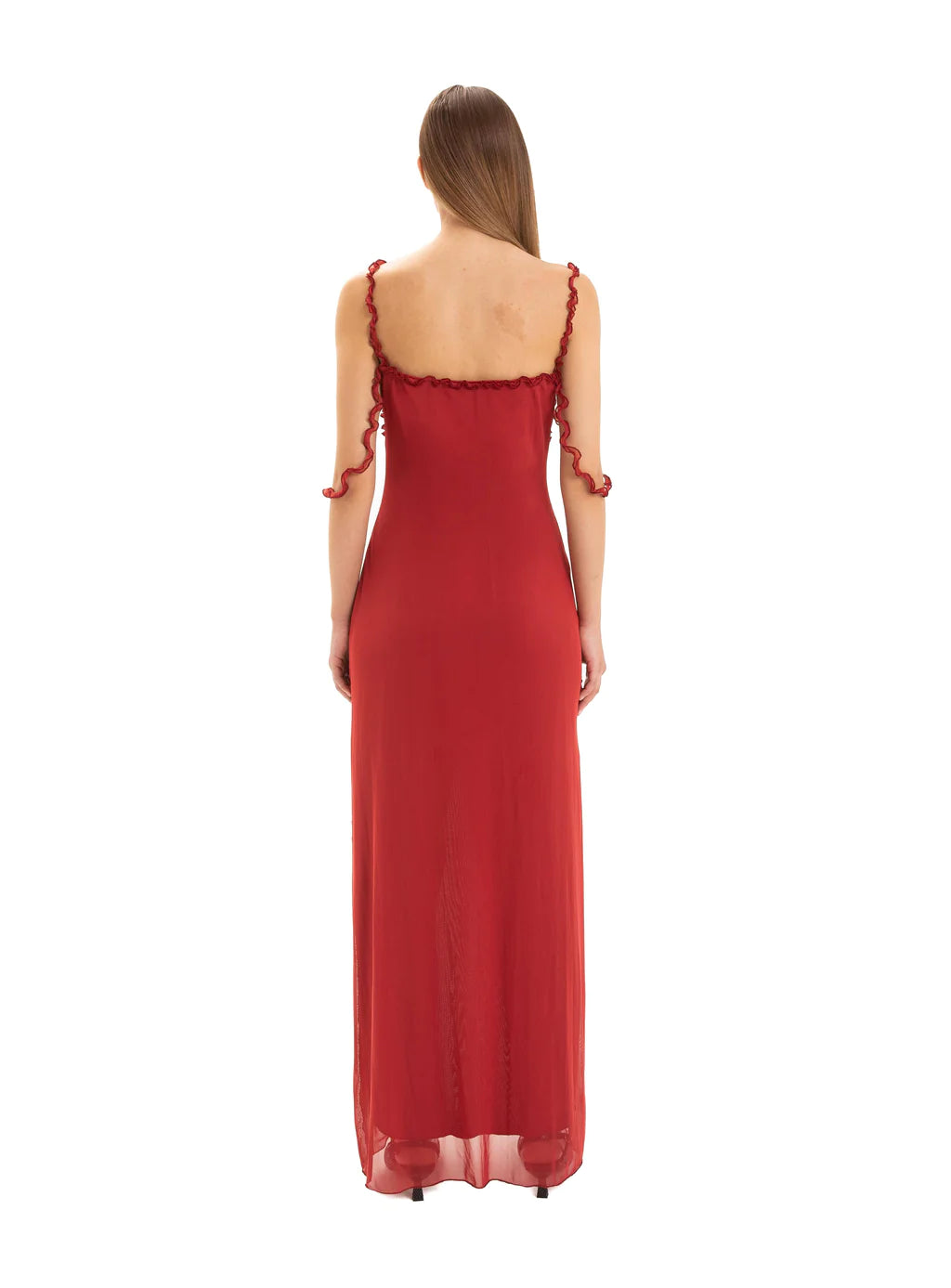 Arabella Ruffled Dress - Burgundy