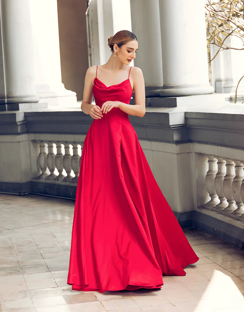 Diamond Cowl Gown - Red