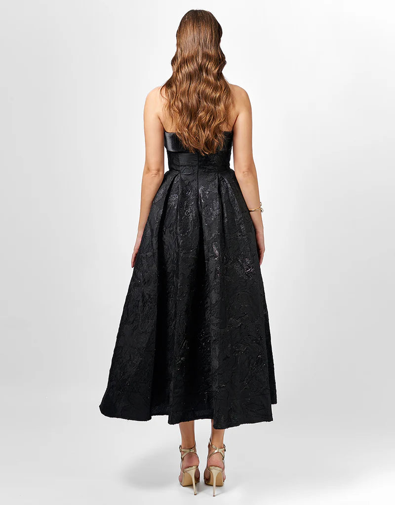 Alanna Jacquard A Line Dress - Black