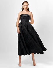 Alanna Jacquard A Line Dress - Black