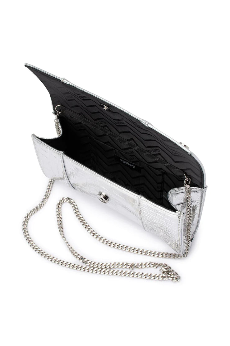 Tash Curved Clutch - Silver