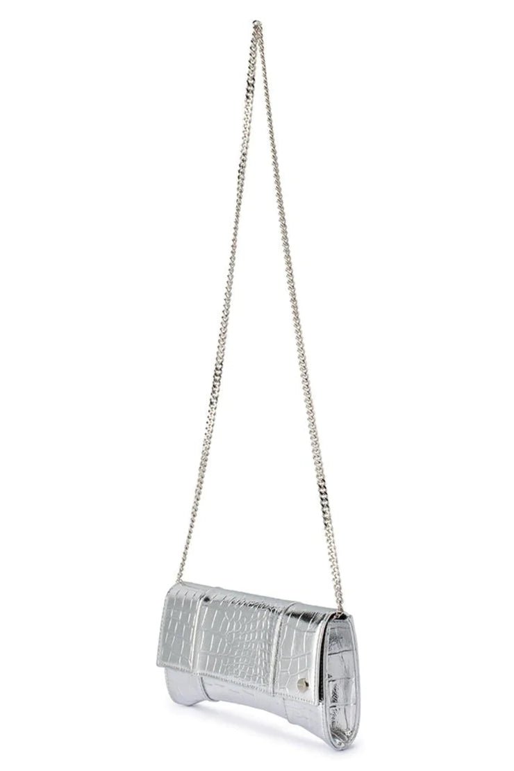 Tash Curved Clutch - Silver