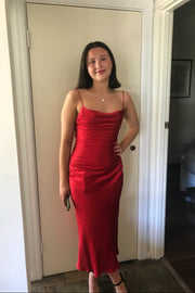 Wright Ruched Backless Slip - Red