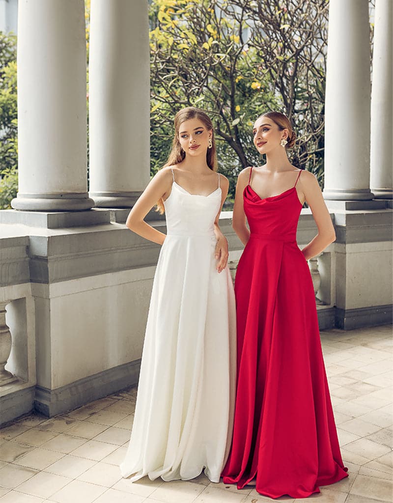 Diamond Cowl Gown - Red