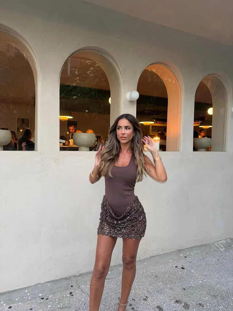 Ariel Mini Dress - Cocoa