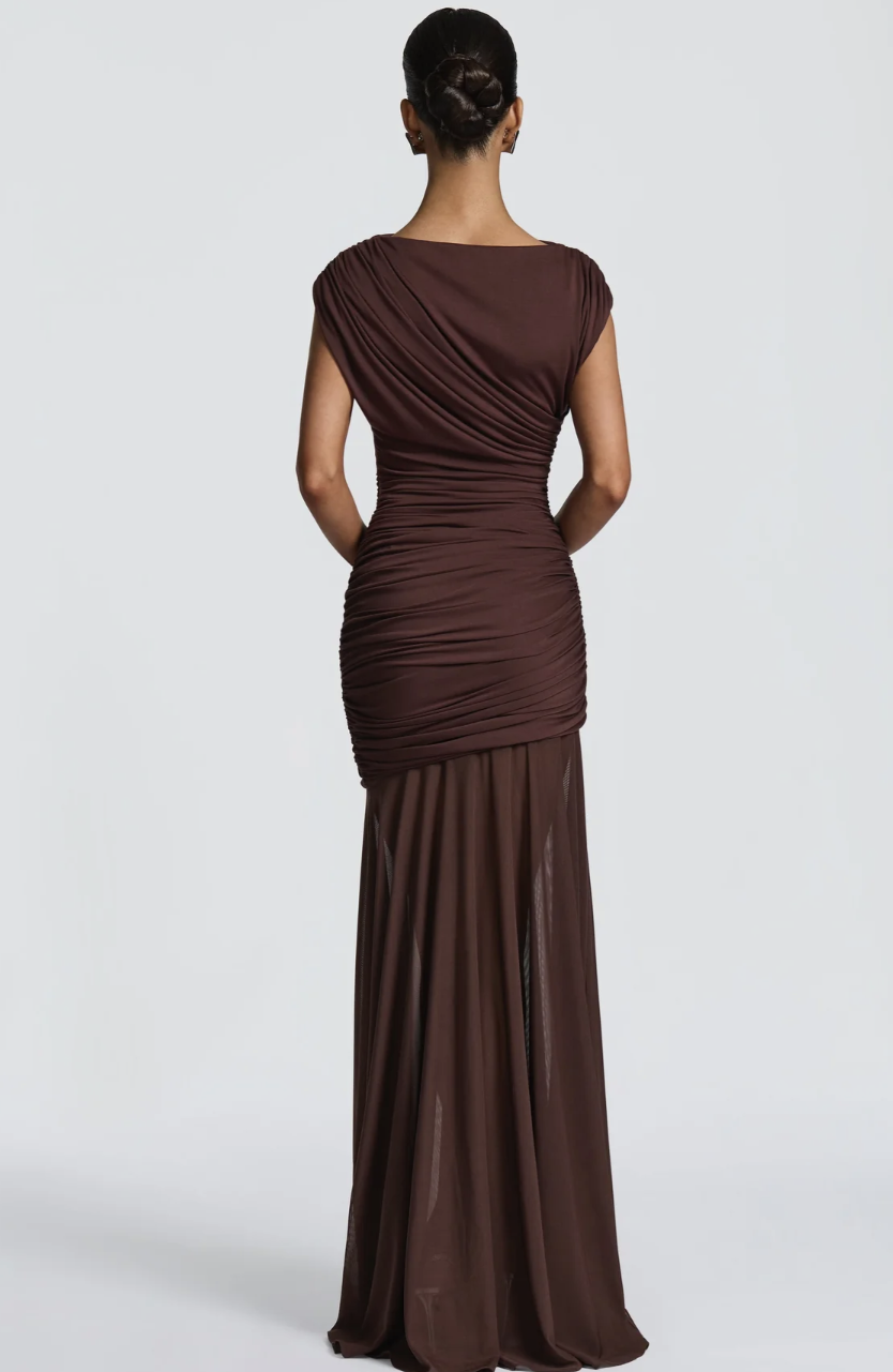 Demelza Maxi Dress - Plum Brown