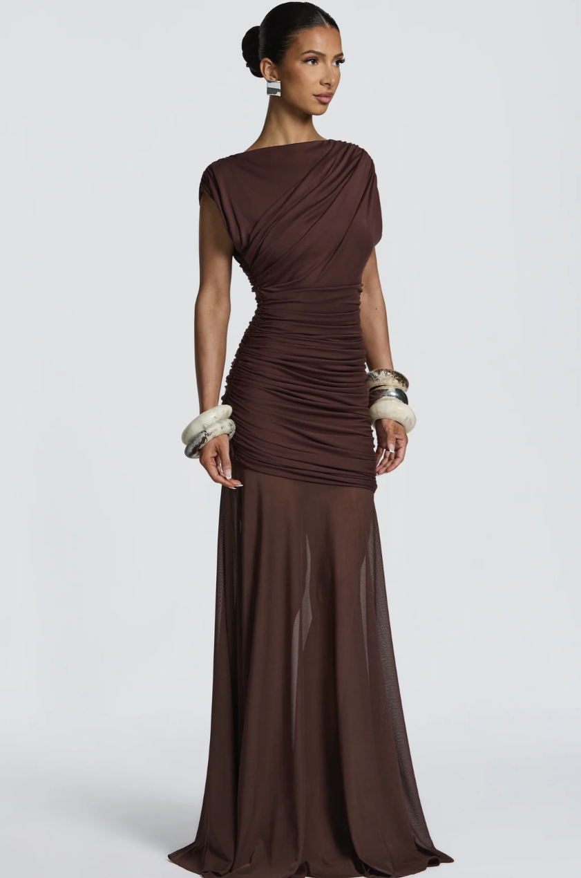 Demelza Maxi Dress - Plum Brown