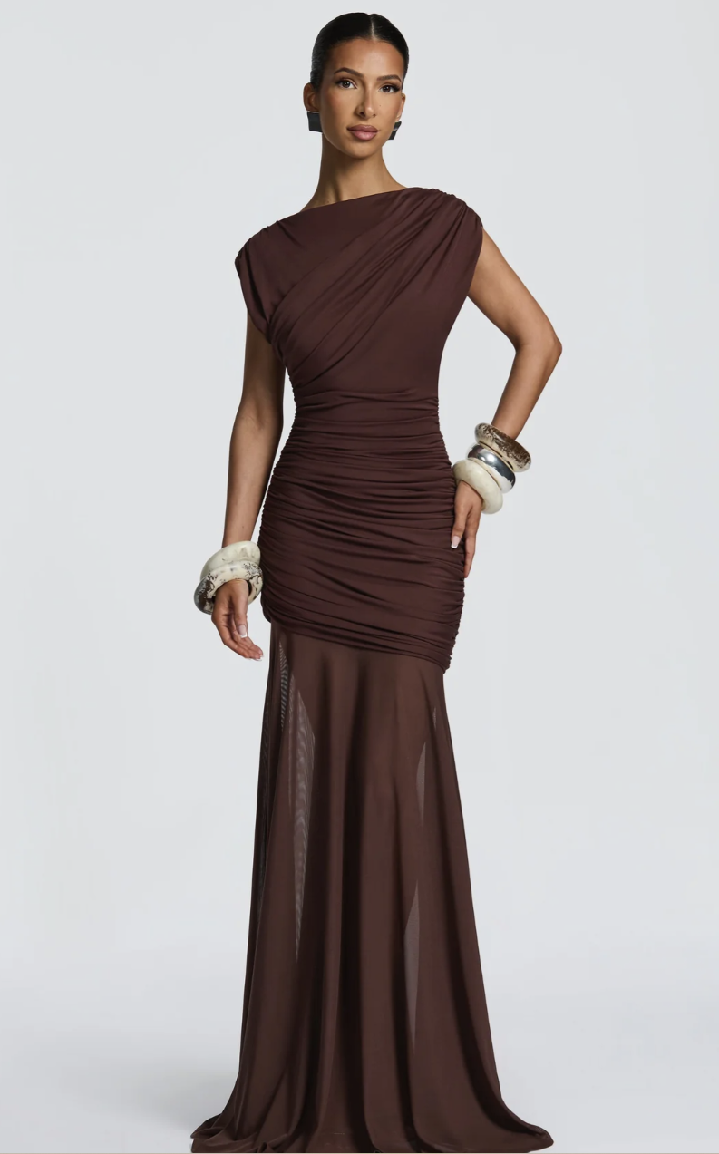 Demelza Maxi Dress - Plum Brown