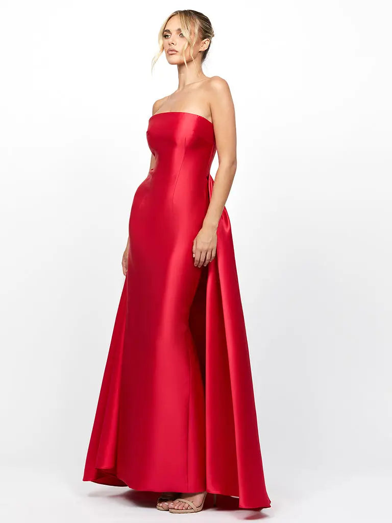 Grayce Satin Gown - Crimson
