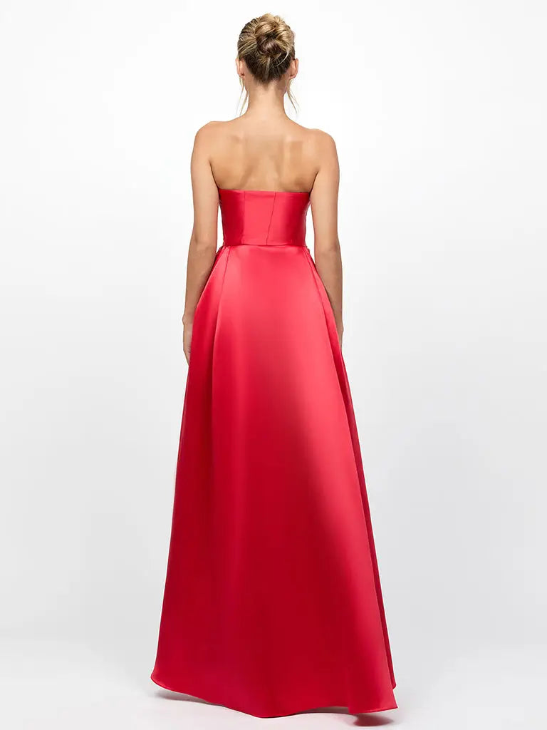 Grayce Satin Gown - Crimson