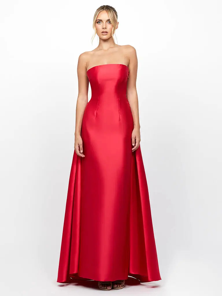 Grayce Satin Gown - Crimson