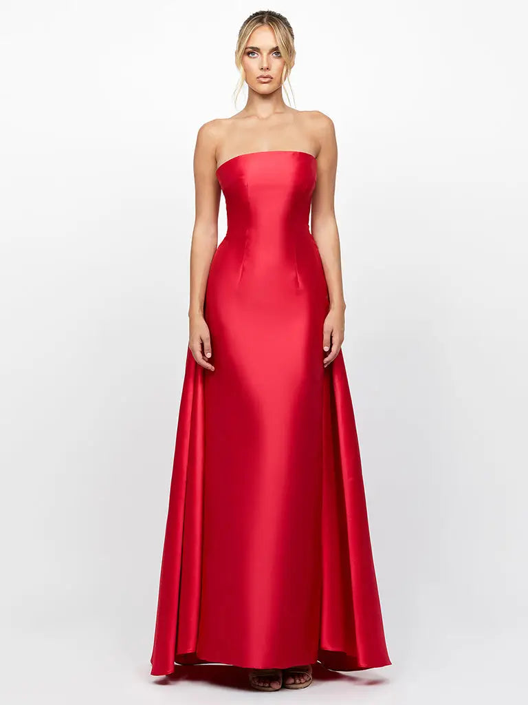 Grayce Satin Gown - Crimson