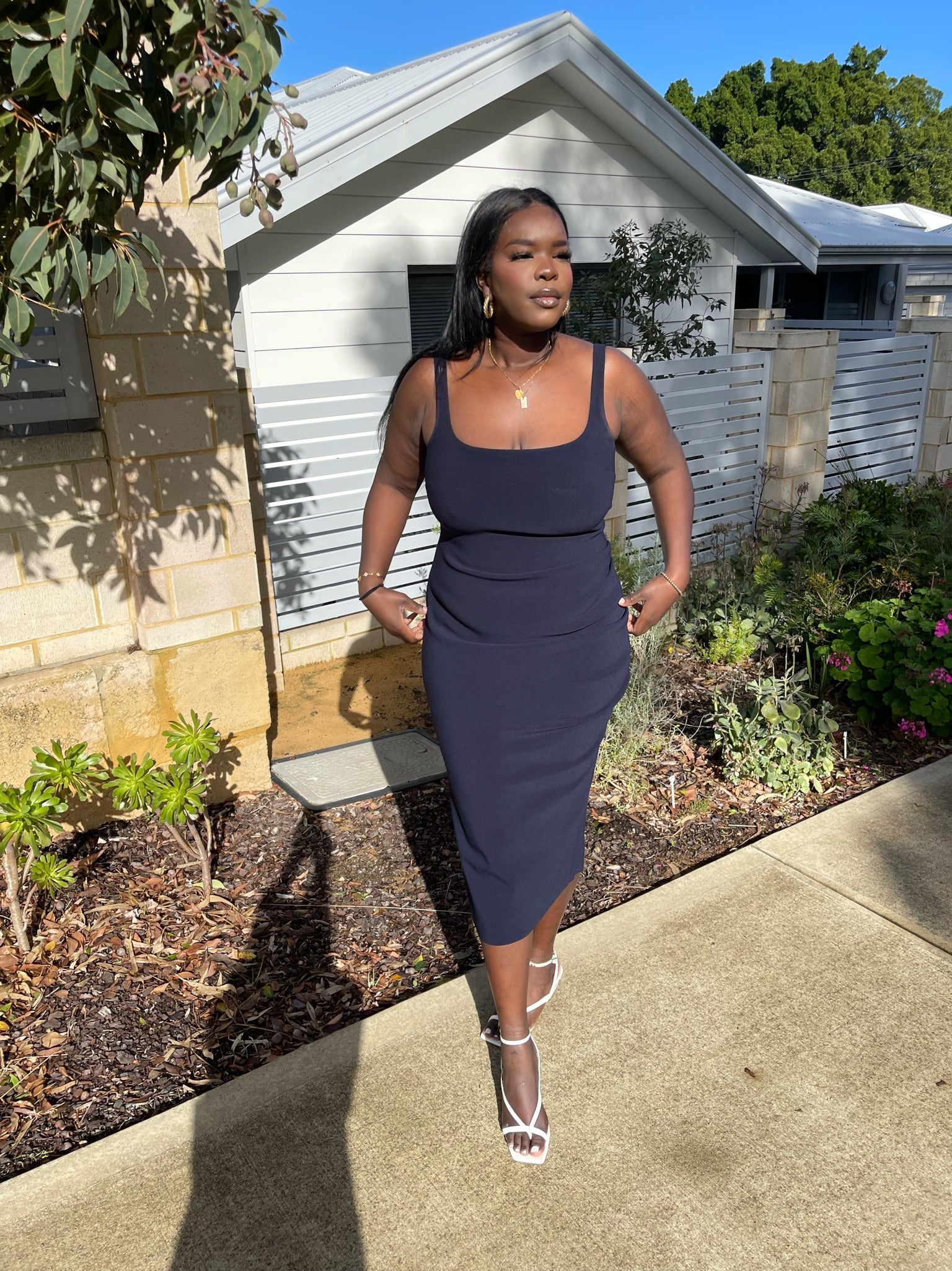 Be Mine Square Neck Dress - Ink