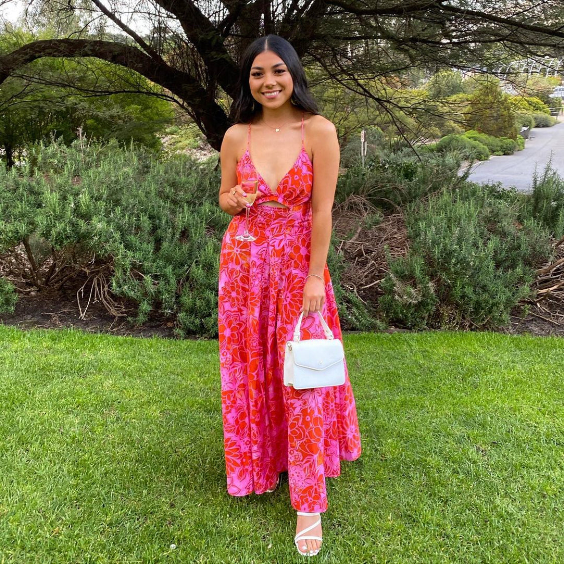Silk Cotton Strappy Dress - Tangerine