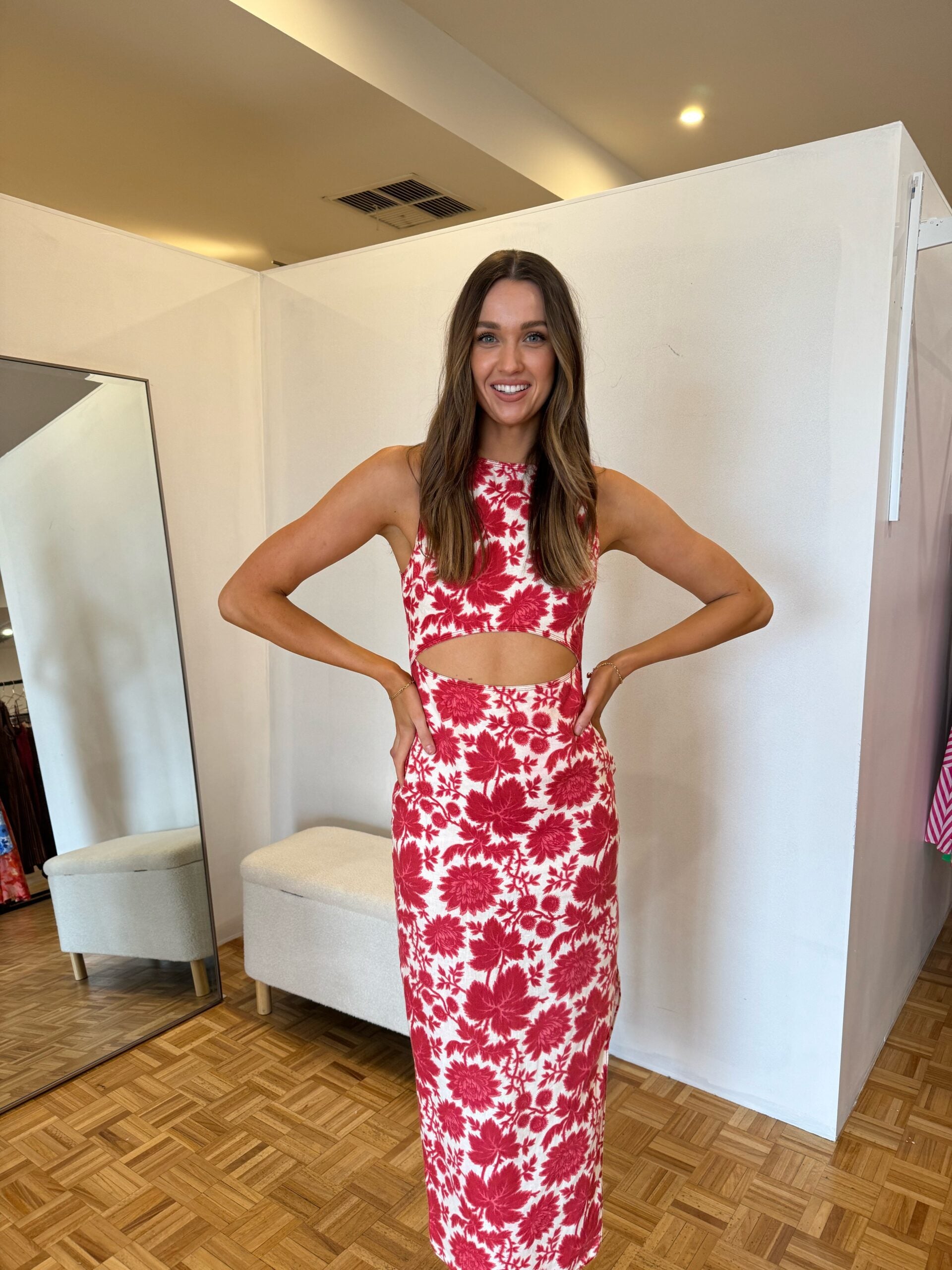 Cinta Cut Out Midi Dress - Valentina Floral Print