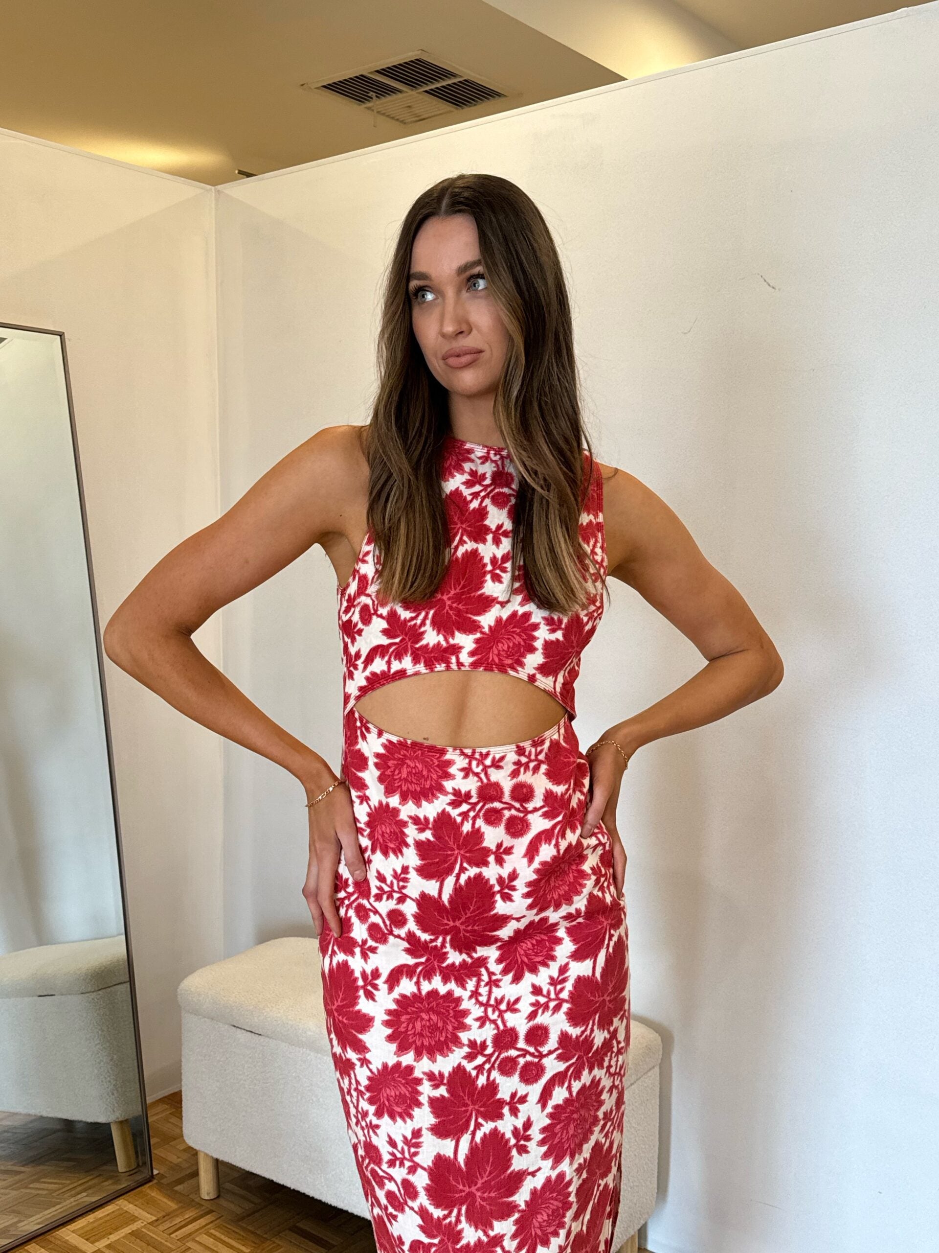 Cinta Cut Out Midi Dress - Valentina Floral Print