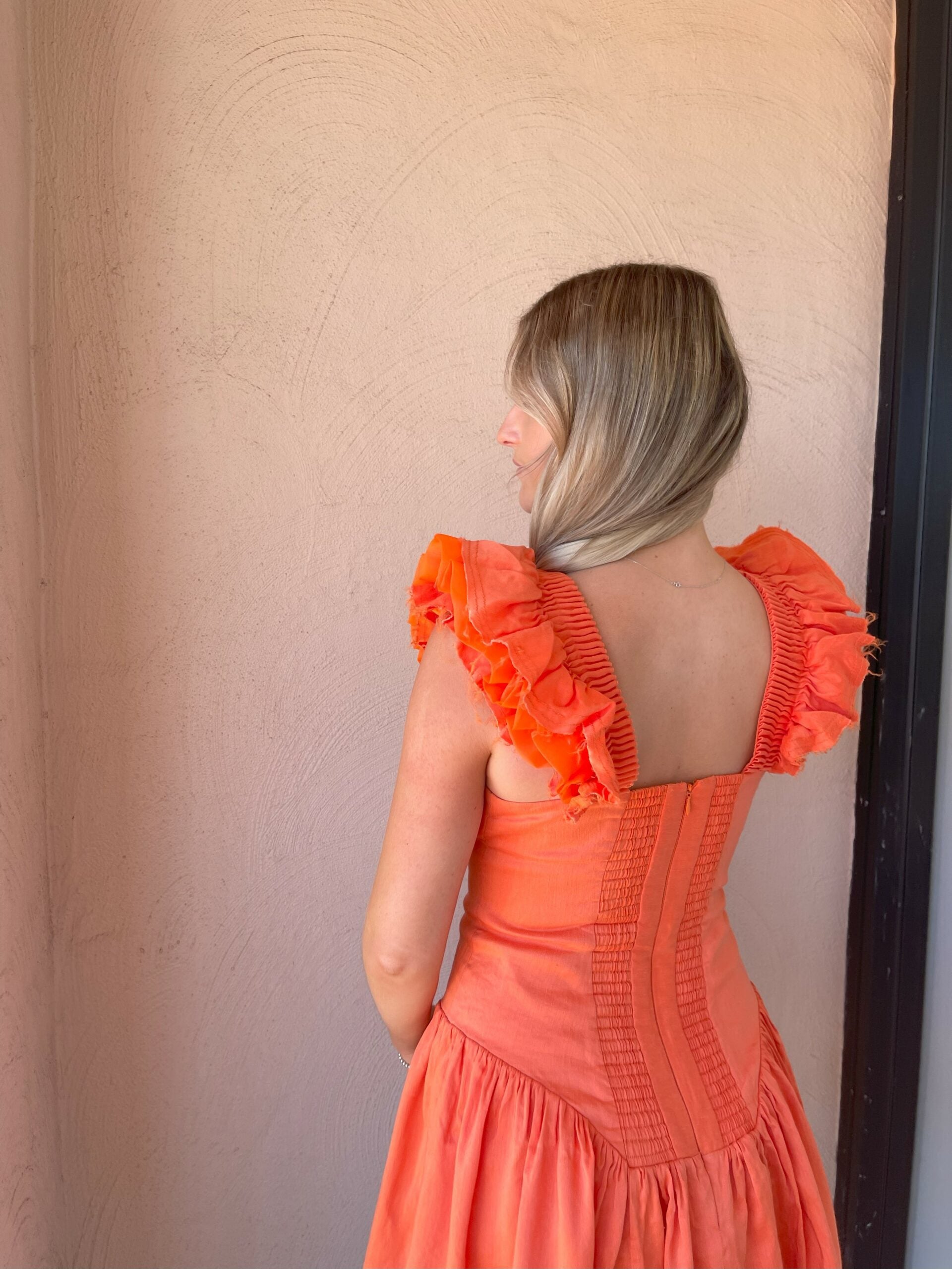 Simone Frill Sleeve Mini Dress - Orange