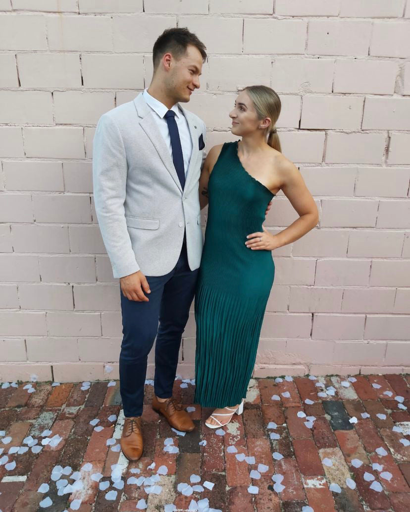 Soiree One Shoulder Dress - Teal