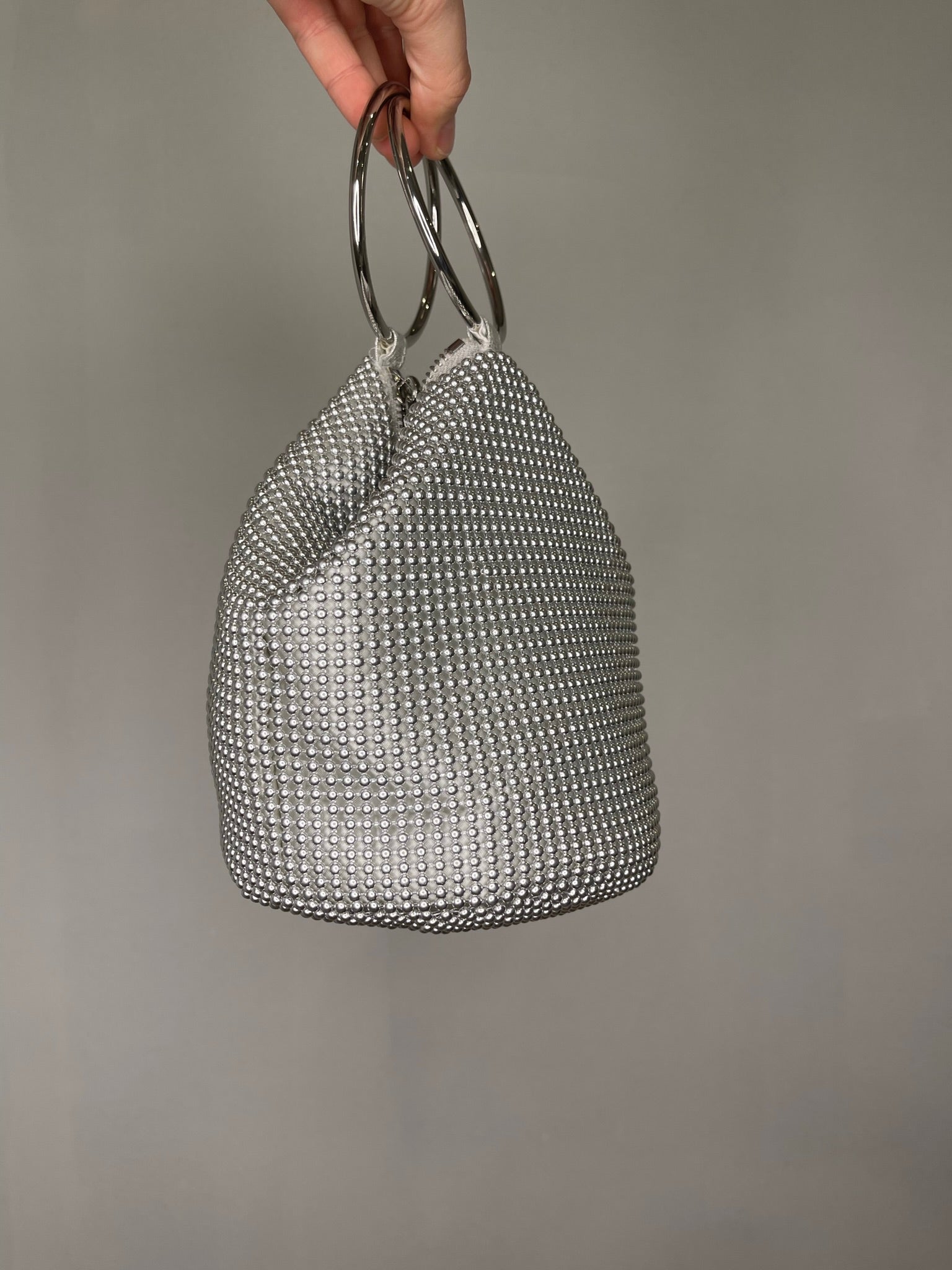 Bianca Mesh Handle Bag - Silver