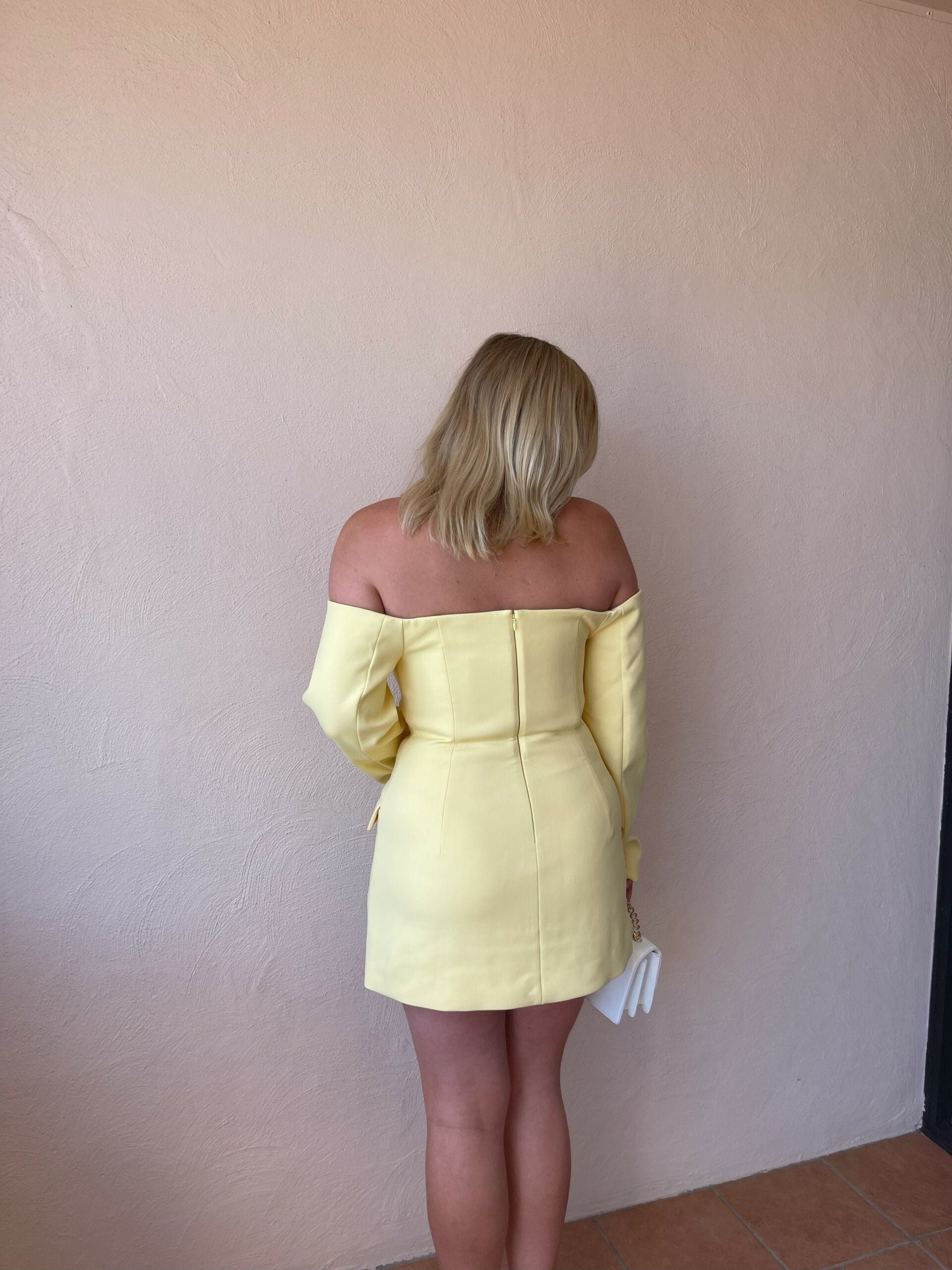 Sandrine Tailored Mini Dress - Yellow