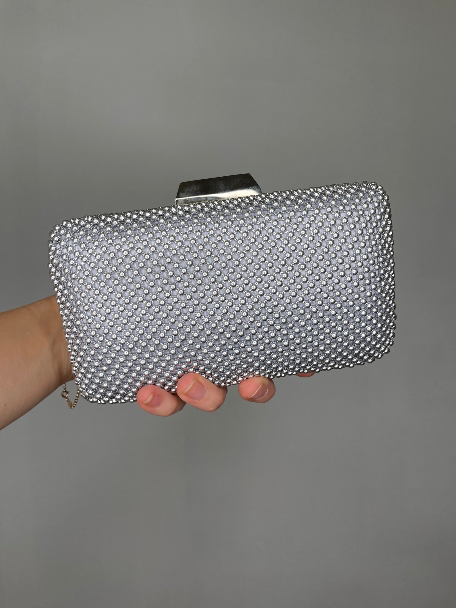 Natasha Mesh Clutch - Silver