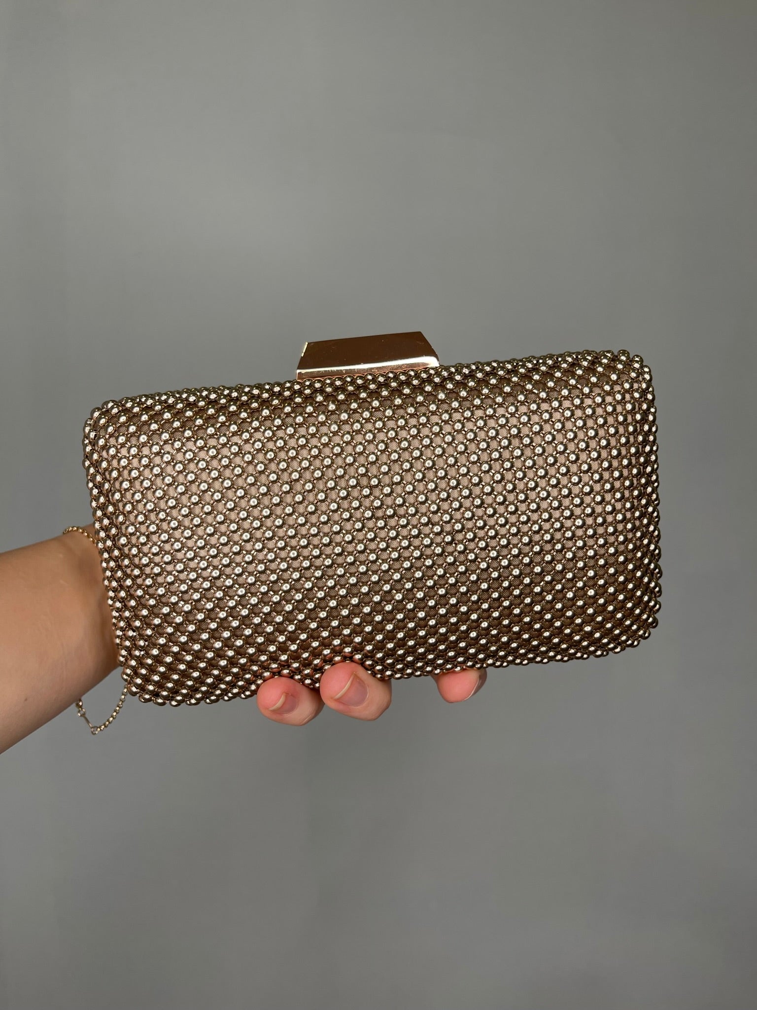 Natasha Mesh Clutch - Rose Gold