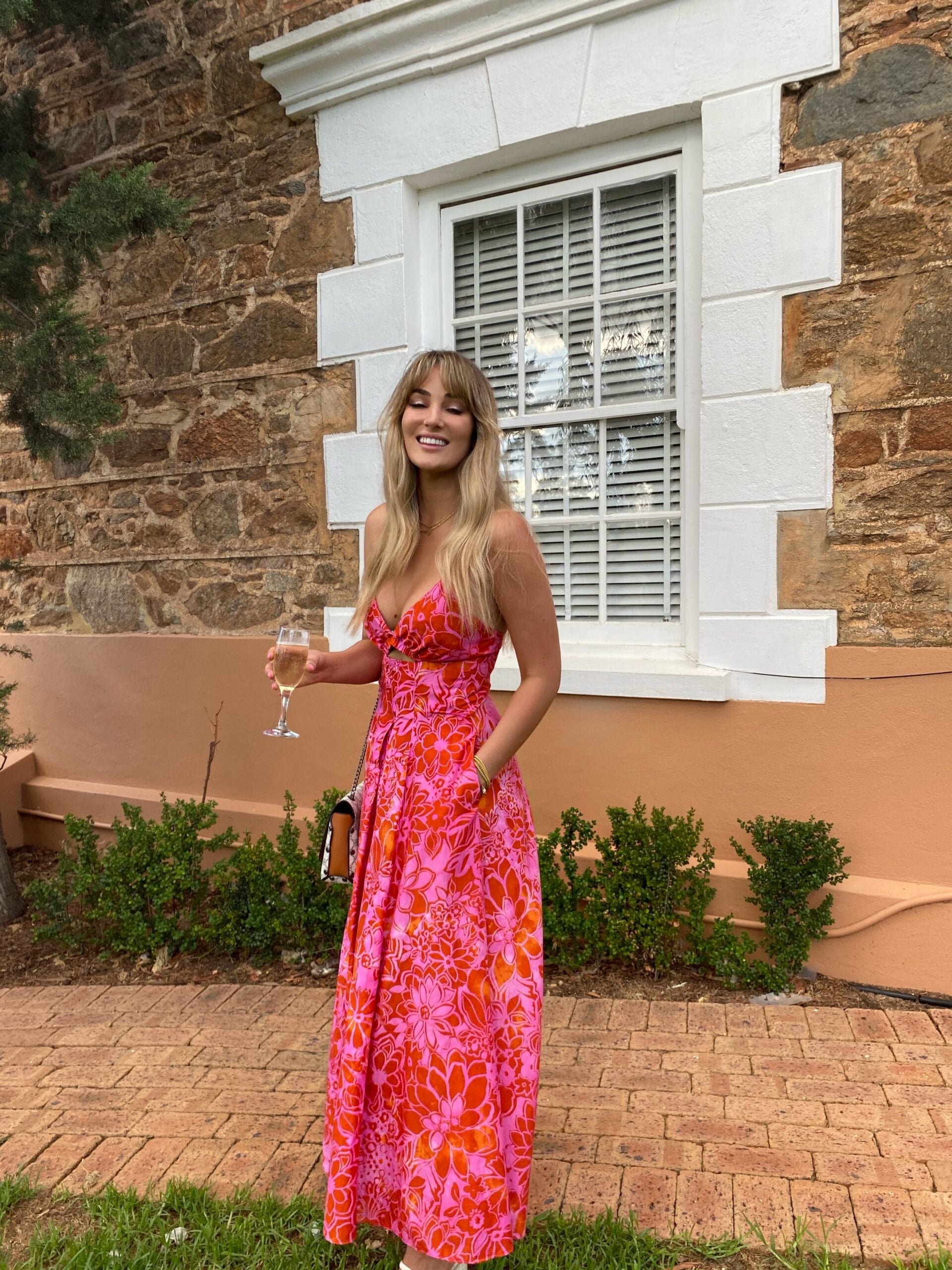 Silk Cotton Strappy Dress - Tangerine