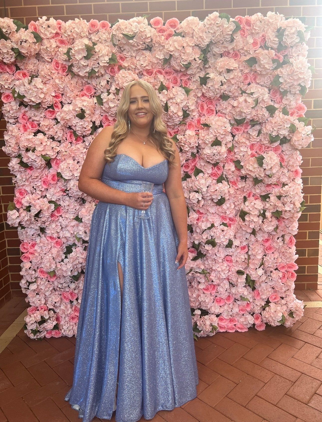 Lainey Glitter Gown - Cornflower Blue