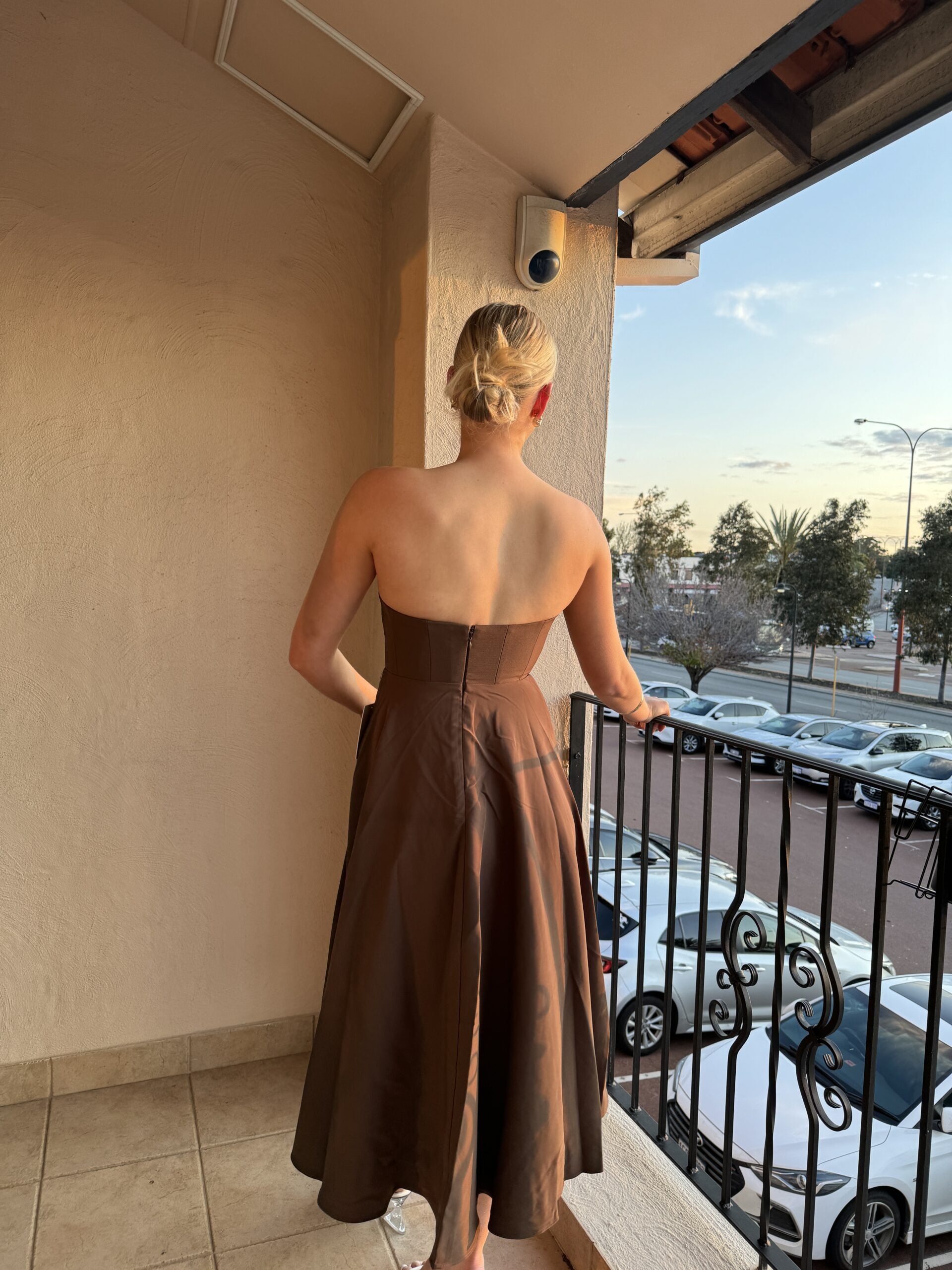 Ultimate Muse Strapless Midi Dress - Brown