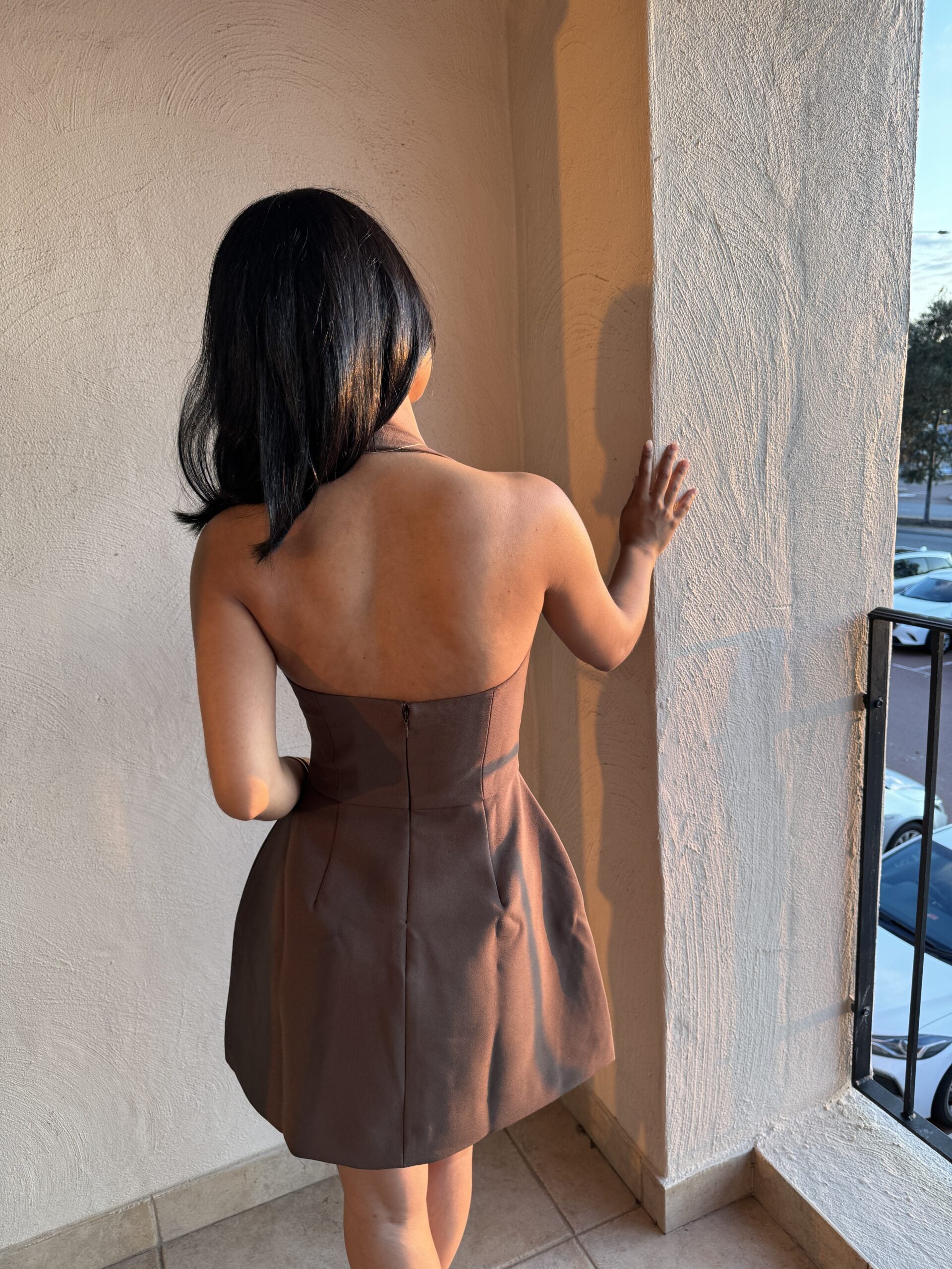 Ultimate Muse Structured Mini Dress - Chocolate
