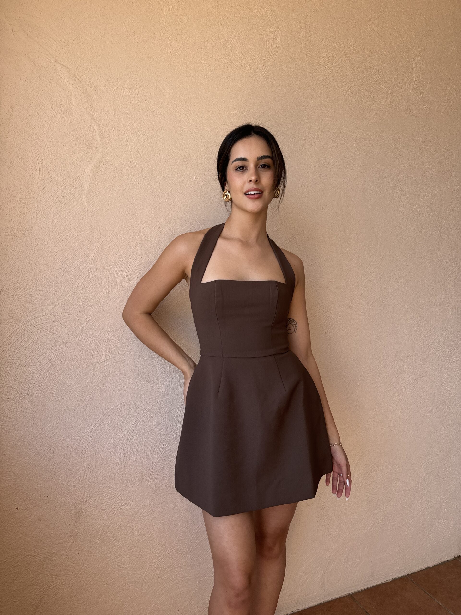 Ultimate Muse Structured Mini Dress - Chocolate