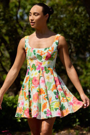 Godet Mini Dress - Hibiscus