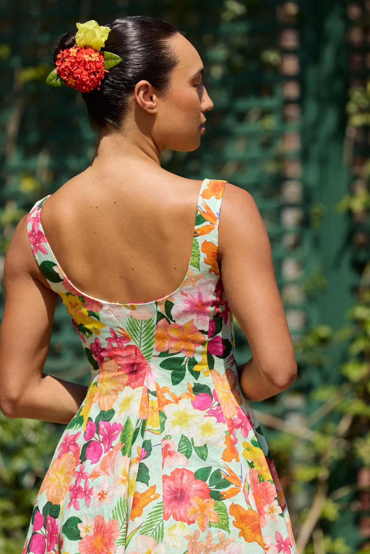 Godet Mini Dress - Hibiscus