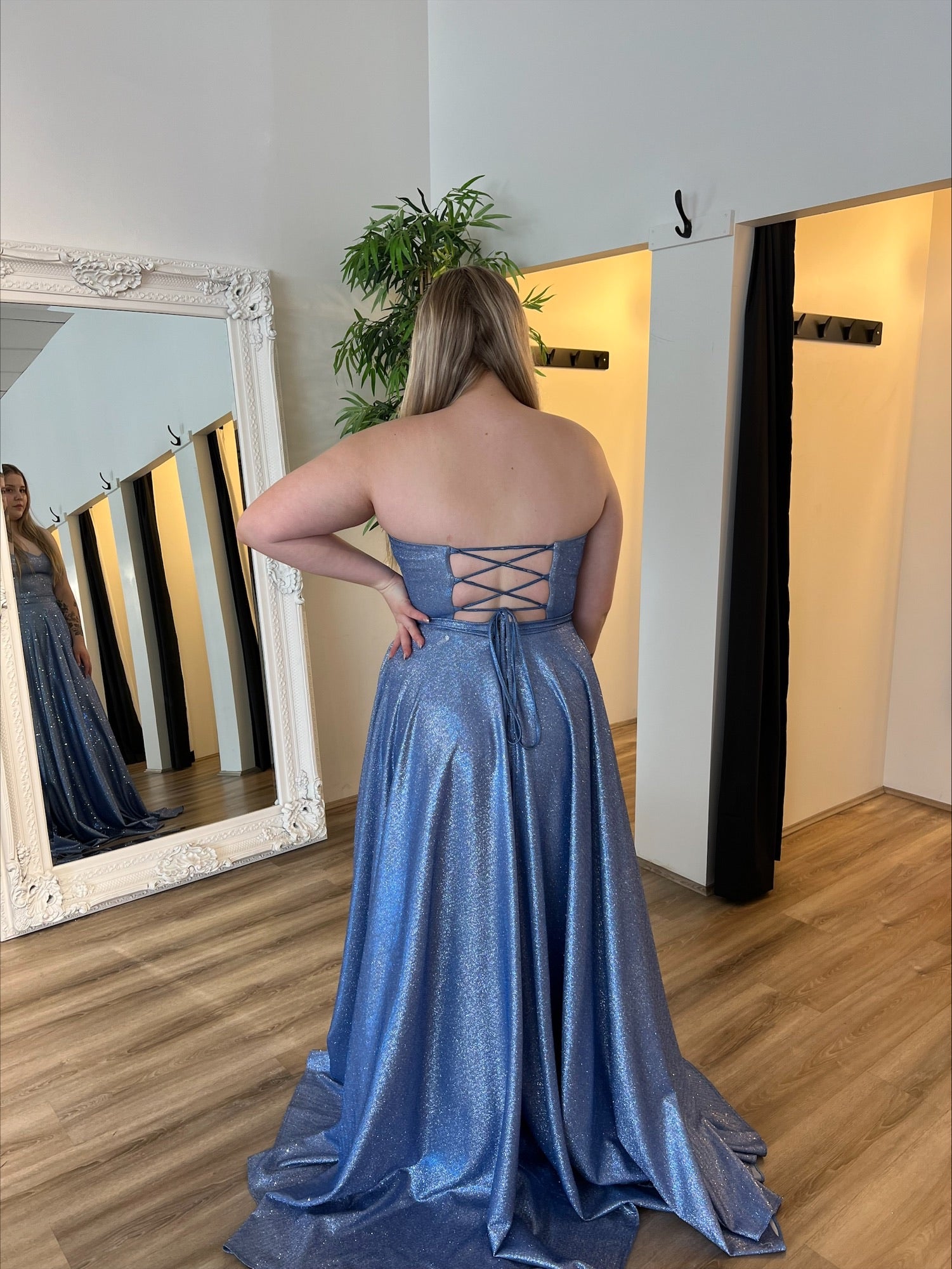 Lainey Glitter Gown - Cornflower Blue