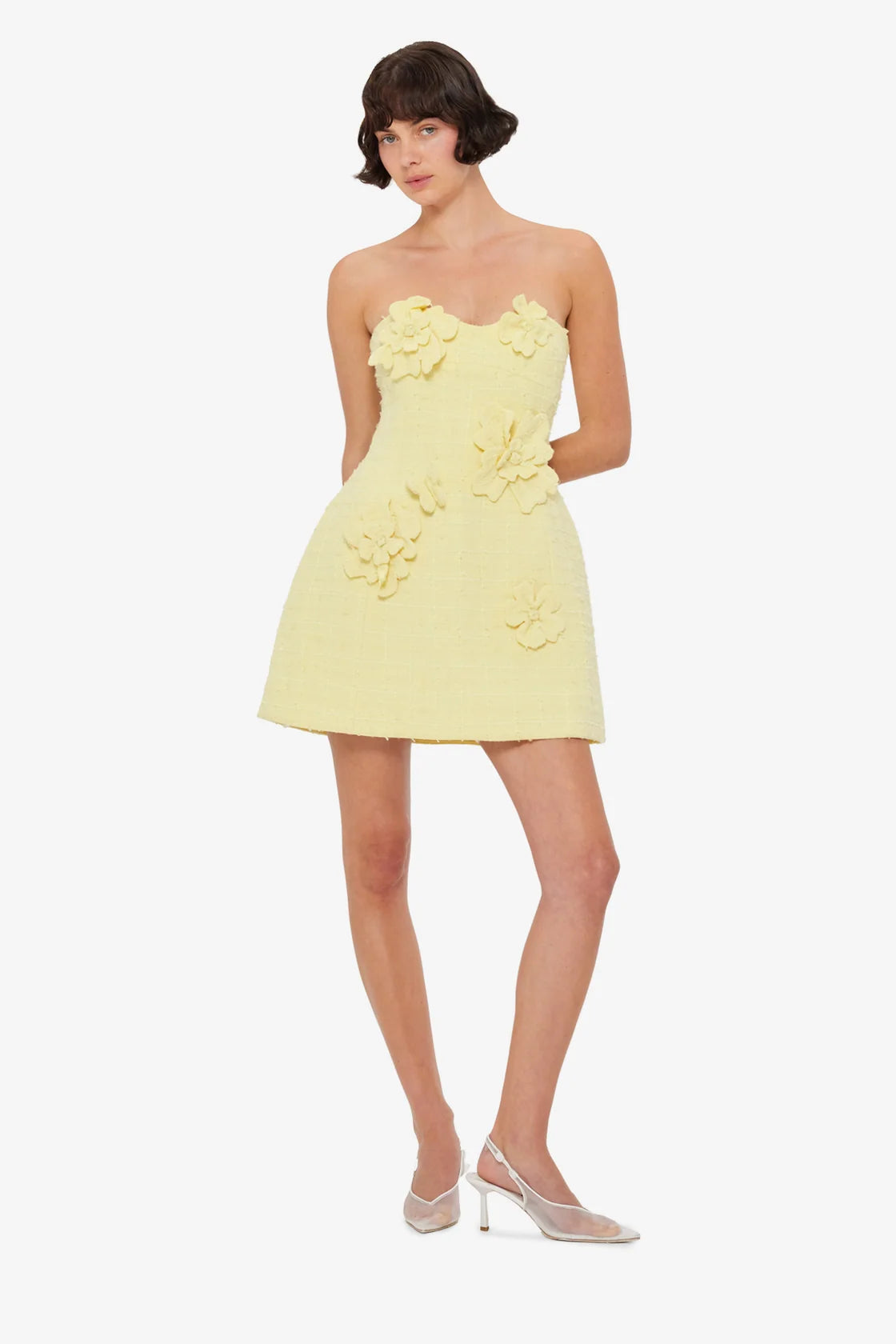 Rosario tweed petal bustier mini
