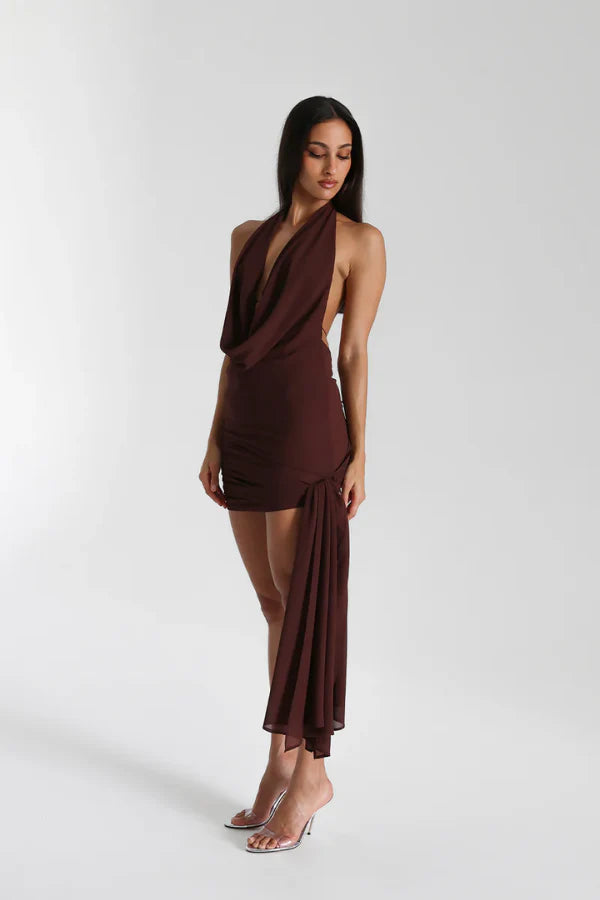 Anastasia Mini Maxi Dress - Espresso