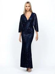 Oprah Cape Gown - Navy